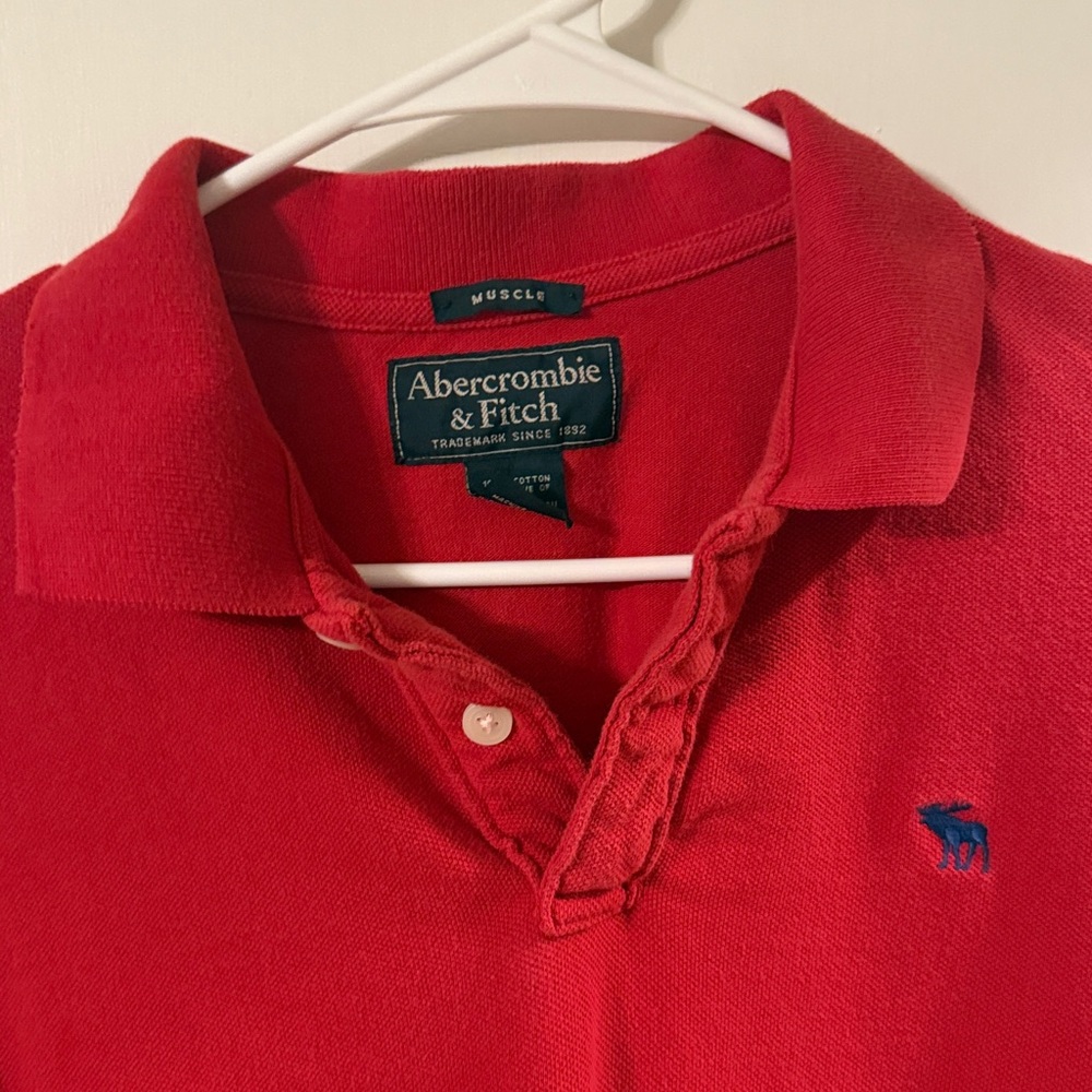Abercrombie & Fitch Red L/S long sleeve Polo XL vintage 90s